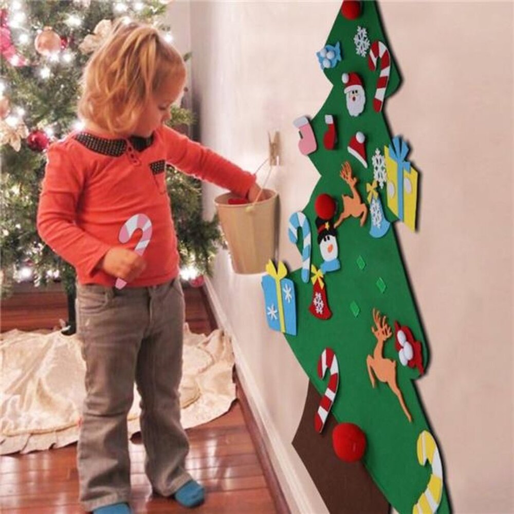 DIY Felt Christmas Tree Set with Ornaments, Kids‎ Xmas Gifts, Wall Décor